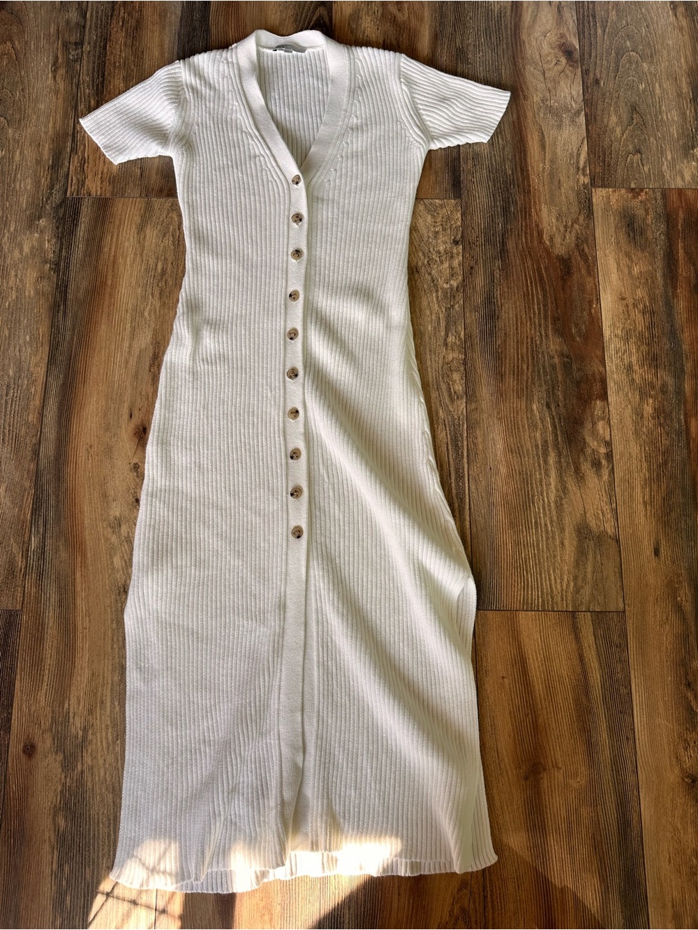 Onia Ribbed Button-Front Midi Dress